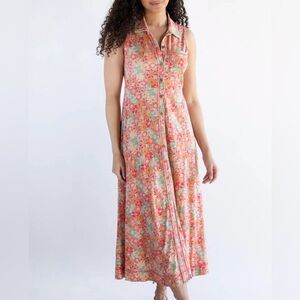 Natural Life Lauren Sleeveless Maxi Dress - Pink Red Floral